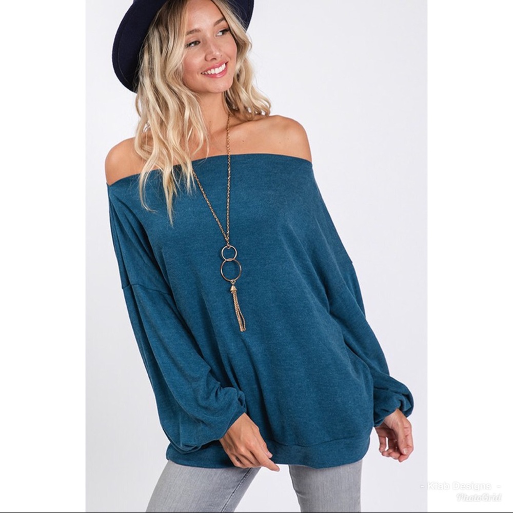 ❤️LAST 1! Teal Wear 2 Ways! On/Off Shoulder Top! - Picture 2 of 5